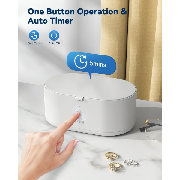 Ultrasonic Jewelry Cleaner, Phniti 20OZ Retainer Cleaner Machine 46KHz Deep Silver Rings, Necklaces, Eyeglasses, Machine Dental Use