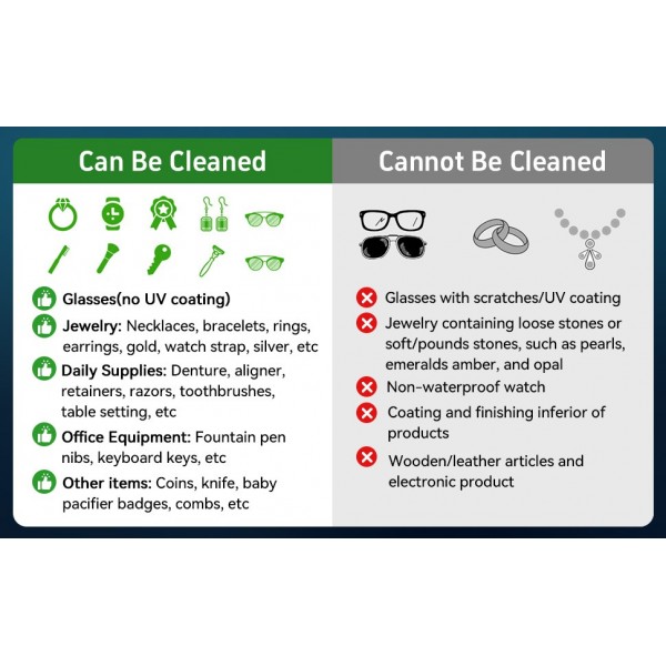 Ultrasonic Cleaner, Ultrasonic Cleaner 47 kHz, Portable Ultrasonic Tray 330 ml with 3 Modes of Ultrasonic Cleaner Glasses for Jewelry, Dentures, Glasses, Rings and Watches (Black)