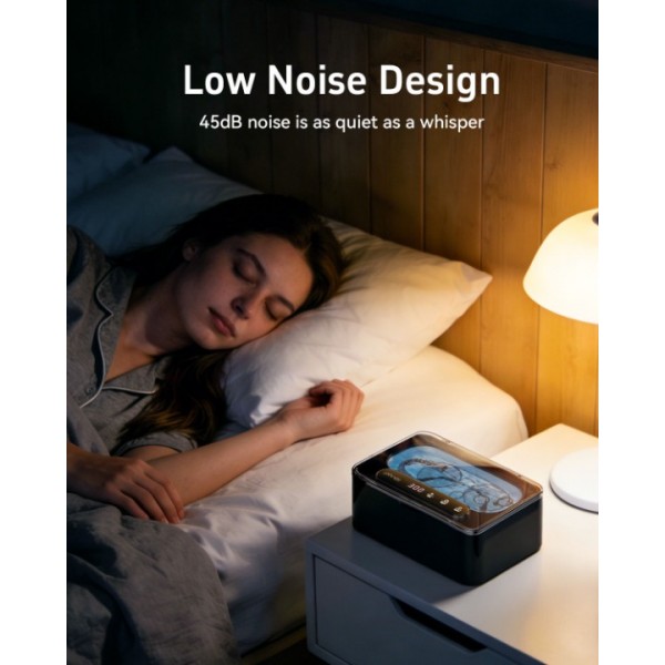 Ultrasonic Cleaner, Ultrasonic Cleaner 47 kHz, Portable Ultrasonic Tray 330 ml with 3 Modes of Ultrasonic Cleaner Glasses for Jewelry, Dentures, Glasses, Rings and Watches (Black)