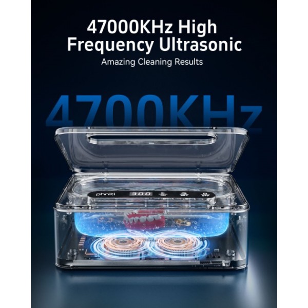 Ultrasonic Cleaner, Ultrasonic Cleaner 47 kHz, Portable Ultrasonic Tray 330 ml with 3 Modes of Ultrasonic Cleaner Glasses for Jewelry, Dentures, Glasses, Rings and Watches (Black)